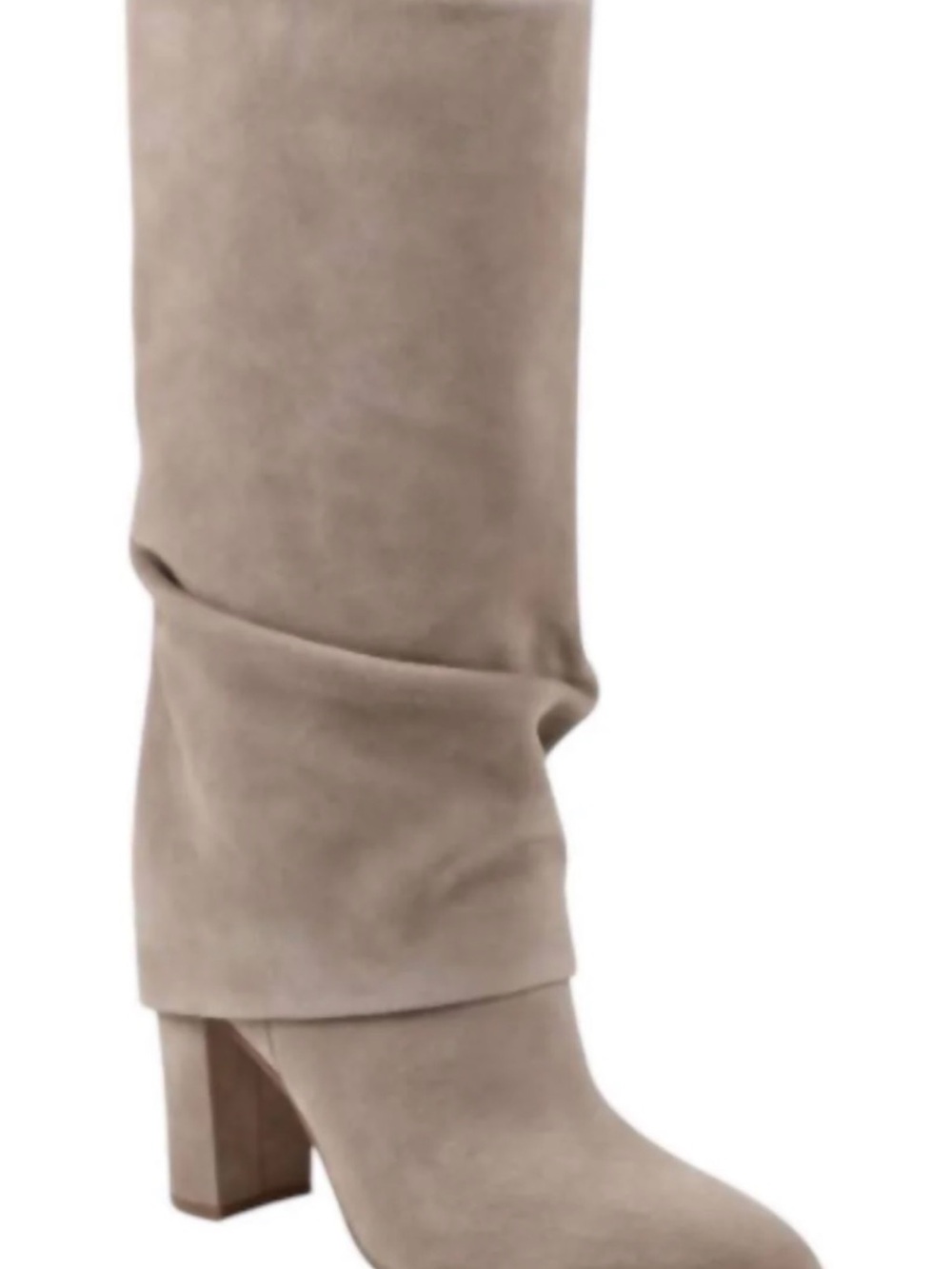 Marc Fisher Larita Slouchy Knee-High Heeled Boot in Taupe